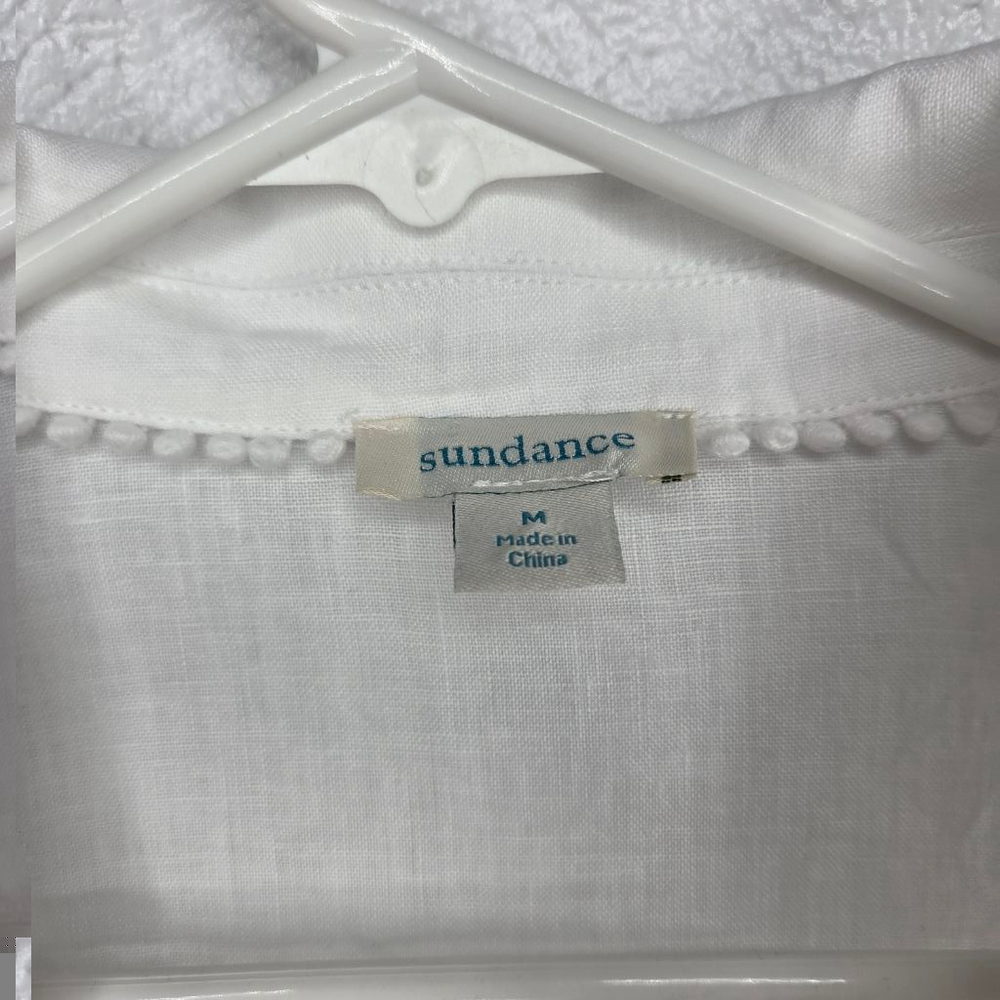 Sundance White V-Neck Short Sleeve Blouse - Picture 7 of 12